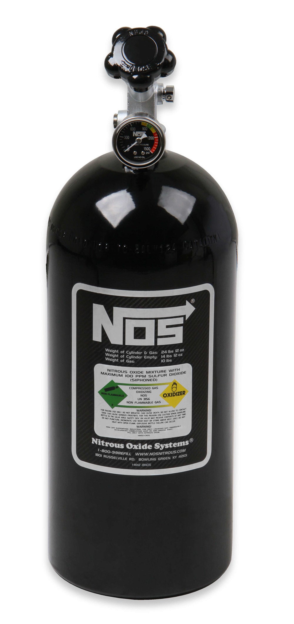 NOS Bottle 10lb w/Super Hi-Flo Valve - Black